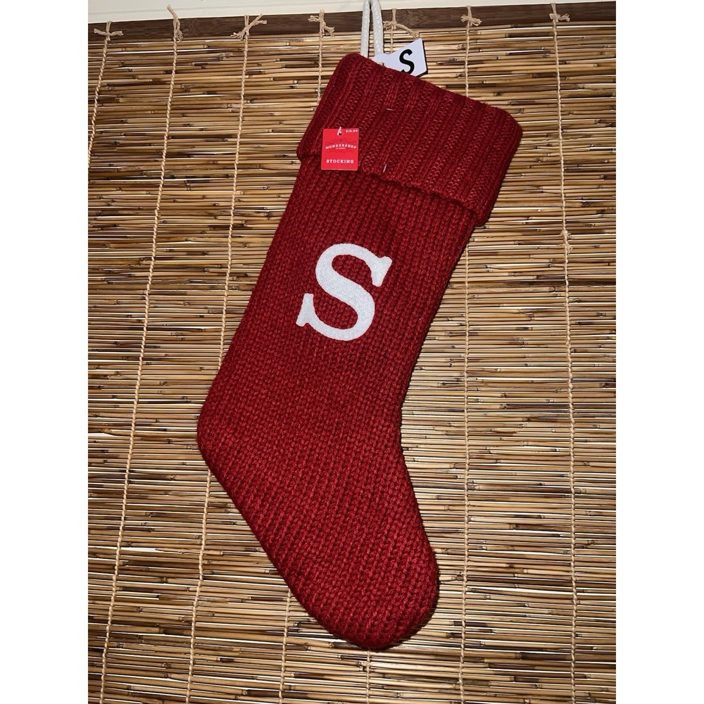 Wondershop Christmas Red Knit Stocking With Letter S